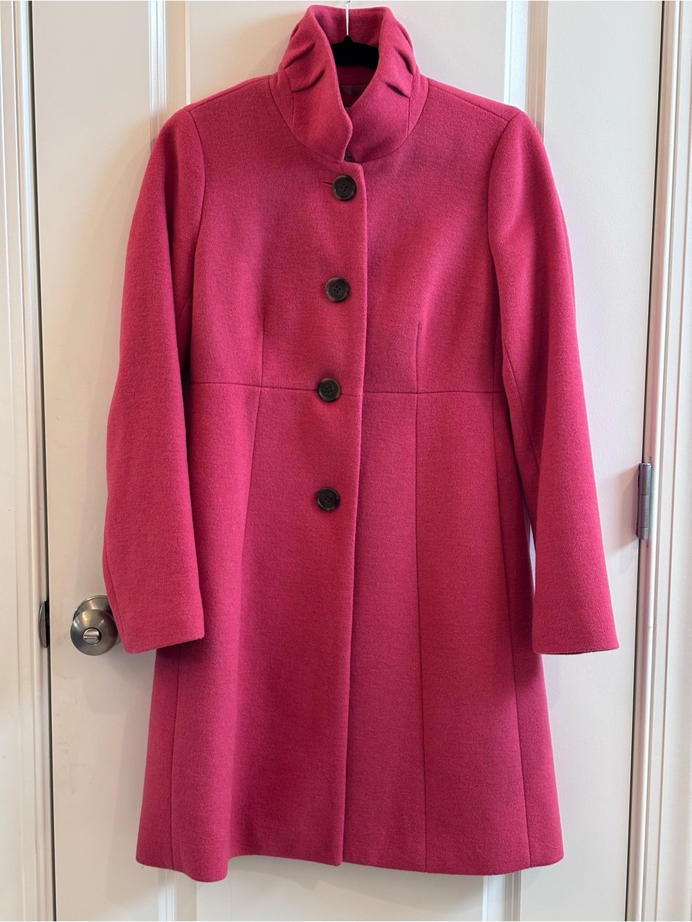 J. Crew Raspberry Pink Wool-Blend Pea Coat